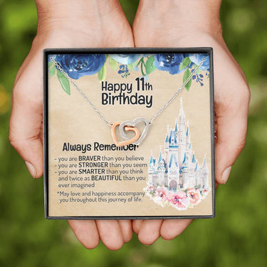 Happy 11th Birthday Interlocking Hearts Necklace - Love You This Much